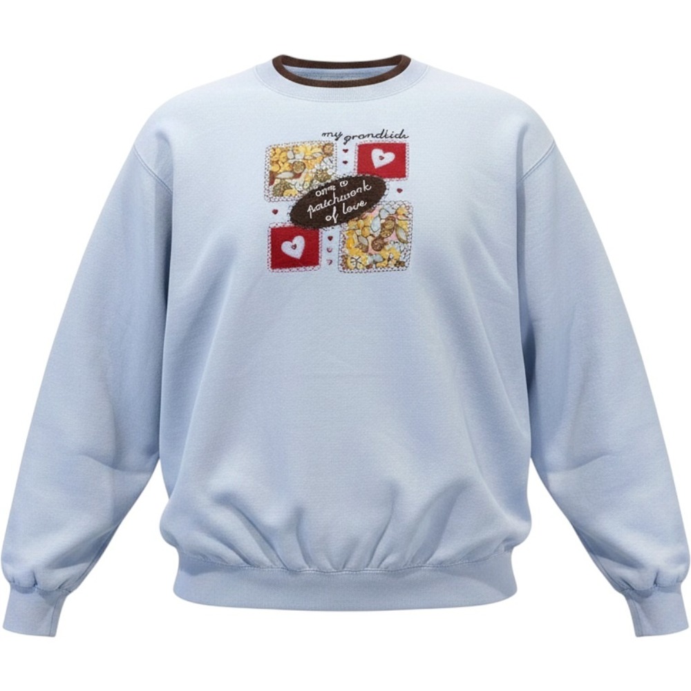 M&C Sportswear Sweatshirt Women‎ XL Blue Patchwork Love Grandkids Vintage Style